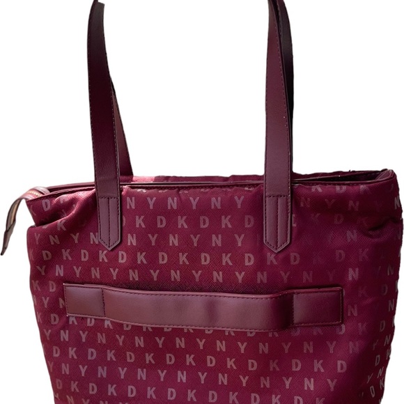 DKNY Maroon Printed Sig Softside Range Leather Handheld Bag - Picture 5 of 12